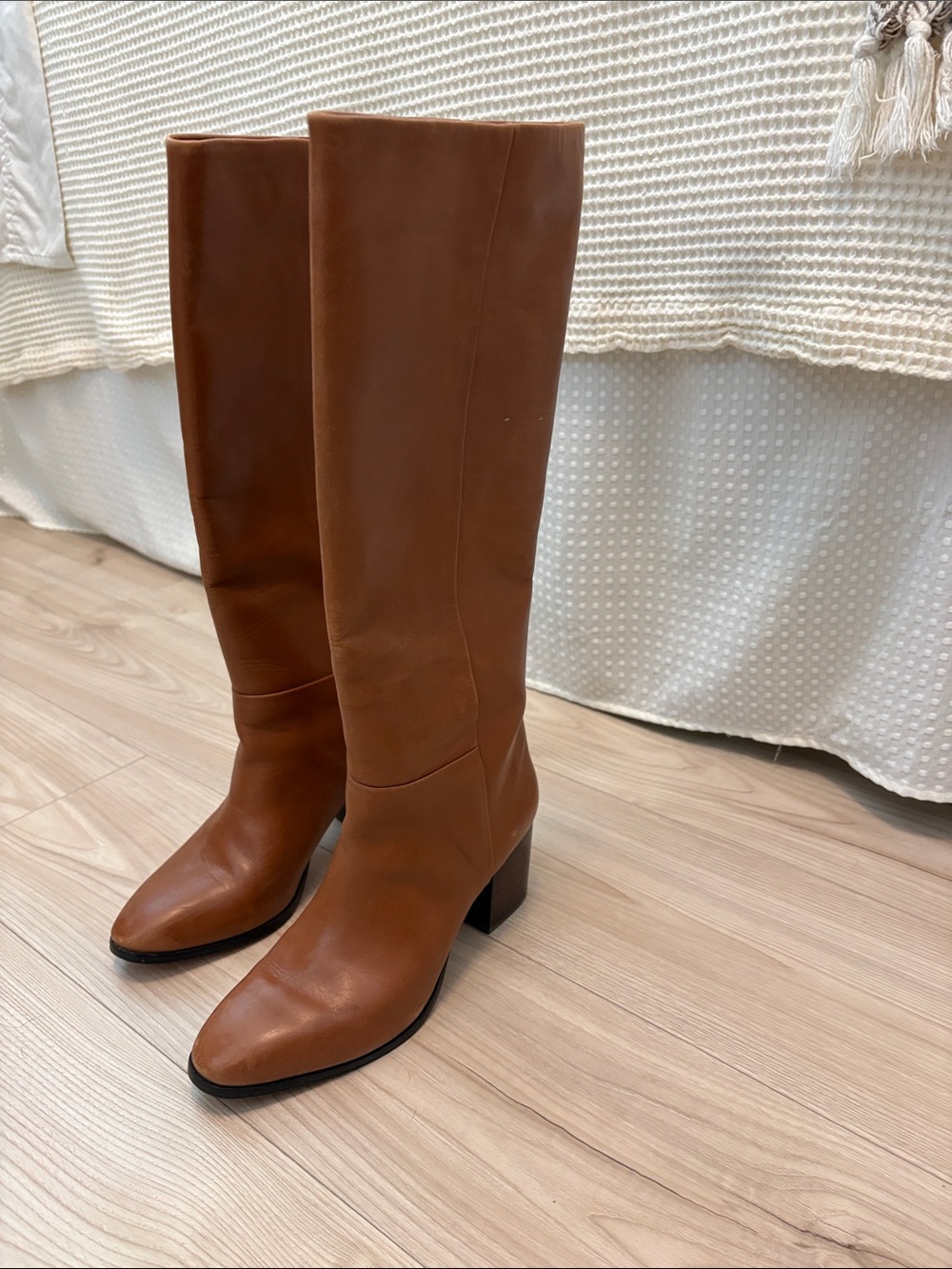 J. Crew Tall Brown Leather Boots in Rich Oak